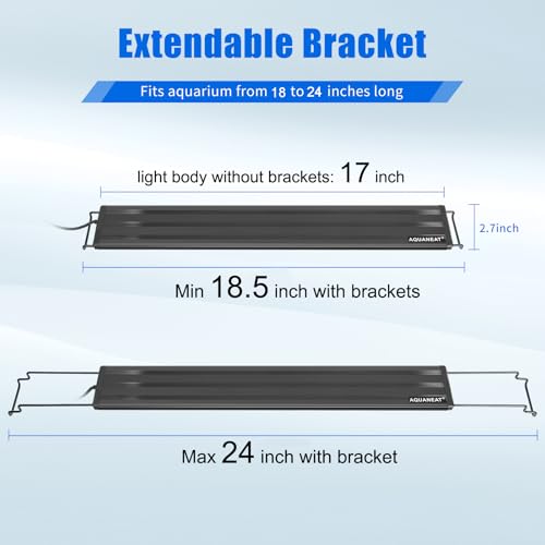 AQUANEAT LED Aquarium Light Full Spectrum 17 Inch Light Body with Extendable Brackets for 18 Inch to 24 Inch Fish Tank Light Fresh Water - size: 18"-24"