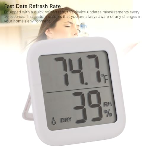 Digital Thermometer Hygrometer Accurate LCD Display Indoor Temperature Humidity Meter for Home Office Greenhouse ABS Black 2.68x2.93x0.59in