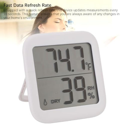 Digital Thermometer Hygrometer Accurate LCD Display Indoor Temperature Humidity Meter for Home Office Greenhouse ABS Black 2.68x2.93x0.59in