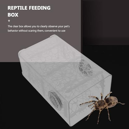 Jumping Spider Enclosure and Small Reptile Habitat Box, Plastic Feeding Terrarium for Frogs, Turtles, Bearded Dragons, and Chameleons, Compact Micro Vivarium for Home and Office