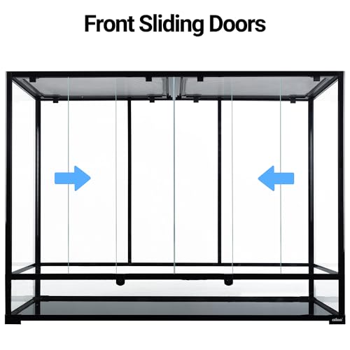 135 Gallon Reptile Terrarium, 48" x 18" x 36" Full Tempered Glass Vertical Reptile Tank,Front Sliding Door with Top Screen Ventilation Reptile Amphibian Tall & Extra-Long Habitat Enclosure Cage