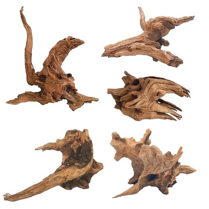 Hamiledyi 5PCS Driftwood for Aquarium 3.5-7in Drift Wood Branches Betta Fish Tank Decor Accessories - size: Mopani driftwood 3.5-7in 5PCS