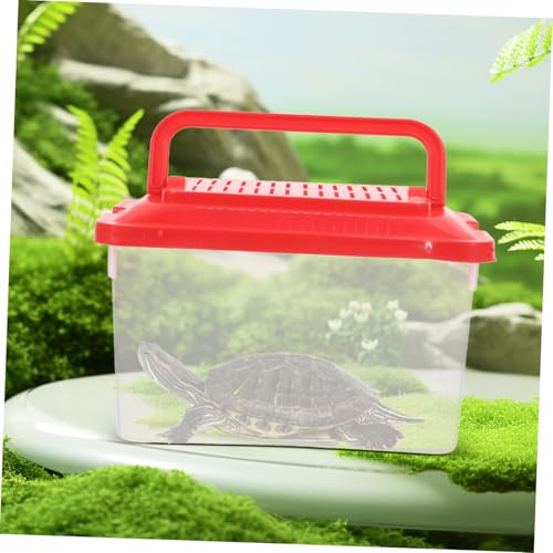 BESPORTBLE Portable Fish Tank Breathable Lid Plastic Turtle Carrier for Reptiles Lightweight Aquatic Pet Transport Box for Travel and Outdoor Use