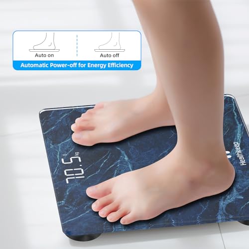 Healthkeep High Precision Digital Bathroom Scale with Step-On Technology LED Display Slim Design Max 180kg/400lb Marble Blue - color: Blue 400lb