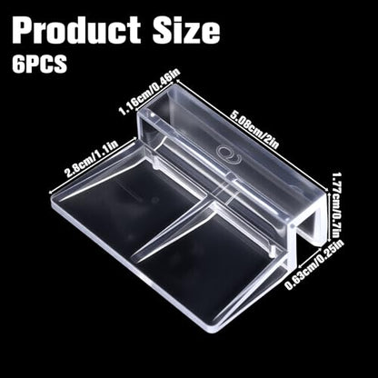 6 PCS Aquarium Lid Clips, 6mm Clear Acrylic Aquarium Lid Holder Fish Tank Cover Support Clamps for Rimless Aquariums