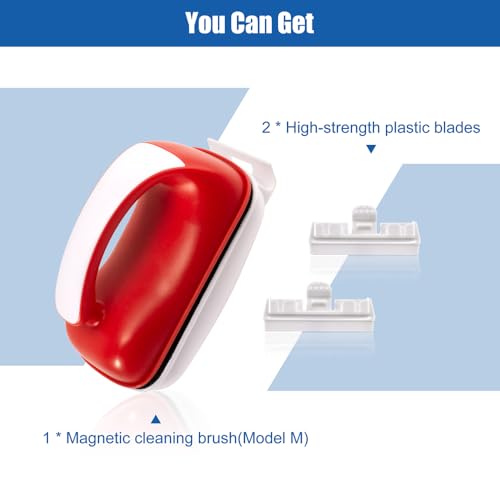 Small Aquarium Cleaning Tool Fish Tank Strong Magnetic Algae Scraper Glass Cleaner Floating Scrubber Brush with 2 Detachable Scrapers for Cleaning Debris and Algae (Size M) - size: M - 1/4" to 3/8" Glass Thickness