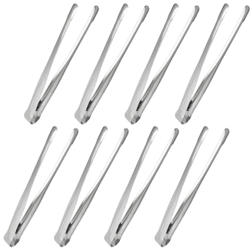 8 Pack Kitchen Tongs, Stainless Steel Serving Tongs with Non-Slip Tips for Cooking，Easily Control Kitchen Tweezer, Multi-Purpose Korean Tong for Baking, Food Plating, BBQ (9 Inch) - size: 9 Inch