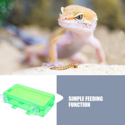 GALPADA Escape Prevention Plastic Reptile Feeder Bowl for Lizards and Snakes, Easy to Clean Light Green Feeding Dish Suitable for Bearded Dragon and Gecko Terrariums