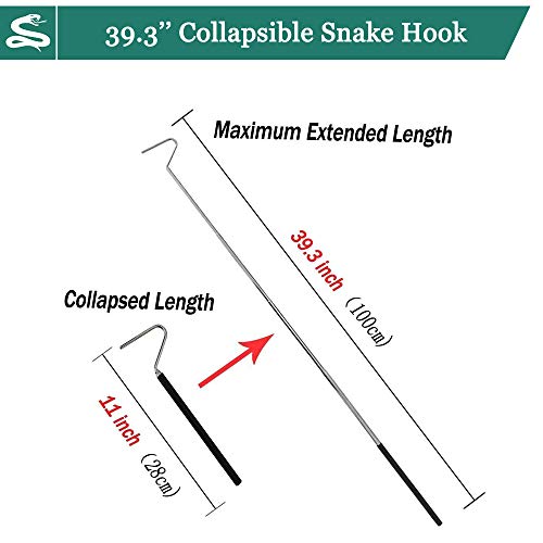 IC ICLOVER 52 Inch Snake Tong + 39 Inch Snake Hook, Snake Handing Tools Set | Upgrade Extra Long Professional Snake Grabber Catcher & Collapsible Snake Hook, for Moving Rattle Snake rattlesnakes Reptiles - size: 52"