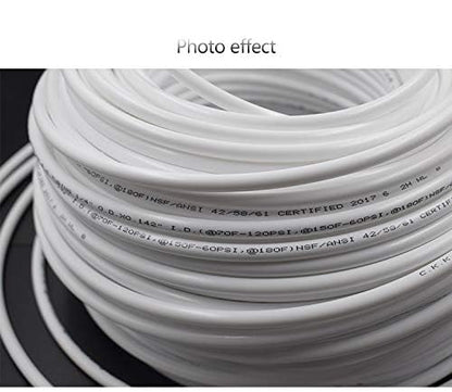 White 1/4" RO Tubing at 70°F-120PSI to 150°F-60PSI 1/4" Flexible water pipes 1/4-inch Plastic NSF Certified CCK Tubing（60 Feet) - color: White 1/4" 60FT (20M)