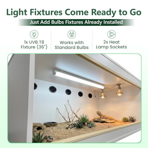 180 Gallon Reptile Enclosure 72" x 24" x 24" Bearded Dragon Tank with Sliding Acrylic Doors, Large Terrarium for Leopard Geckos, Snakes, Lizards & Tortoises - Glacier White - color: Glacier White
