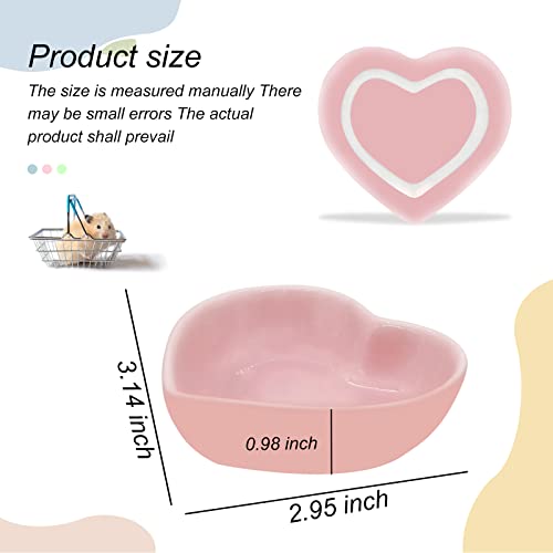 Ceramic Hamster Food Bowl, 1.2oz Durable Heart Hamster Water Dish for Hamsters/Birds/Snakes/Turtle, Easy to Wash and Prevent Tipping (Pink, 1pcs) - color: Pink, size: 1pc