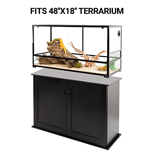 REPTI ZOO Reptile Aquarium Terrarium Wooden Stand and Cabinet with Adjustable Shelf for 48L x 18W inch Amphibian/Fish Sea Salt Water Tank Terrarium(Cabinet Only) - color: Terrarium Stand - Wood