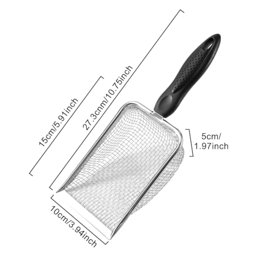 Kakalote Cat Litter Scoop, Stainless Steel Metal Cat Litter Scoop Mesh Shovel for Poop Sifting, Easy and Efficient Cleaning(5X5mm Holes)