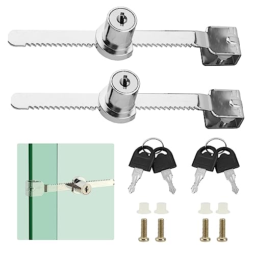 2 Pack Sliding Glass Door Ratchet Lock, Glass Display Case Lock | Rust-Proof,Keyed Alike Showcase Lock,Use on Various Glass Doors, Including Display Cabinets, Showcases, Sliding Glass Door