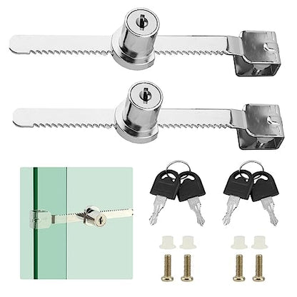 2 Pack Sliding Glass Door Ratchet Lock, Glass Display Case Lock | Rust-Proof,Keyed Alike Showcase Lock,Use on Various Glass Doors, Including Display Cabinets, Showcases, Sliding Glass Door