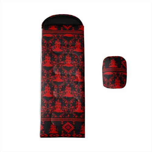 Erosebridal Hawk Moth Sleeping Bags Adults Cold Weather Aztec Backpacking Camping Blanket Hiking Sleeping Wrap Sleep Bag - color: Red Halloween Castle
