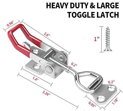 Vicuna R Heavy Duty Toggle Latch Clamp 4002, Adjustable Pull Latch | 550Lbs Holding Capacity, Toggle Clamp Latch with Lock Hole, for Smoker Lid Jig, Tool Box Case, 2 Pack with 10PCS Screws - style: 4002-2PK