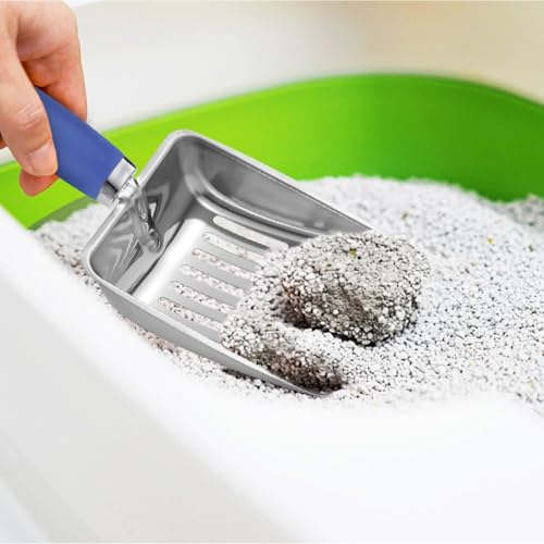 Cat Litter Scoop -Stainless Steel Metal Cat Litter Scoop-Sturdy Mesh Scooper - Mesh Shovel-Easy to Clean - Suitable for Cat Litter Box -Navy Blue - color: Navy Blue, size: M