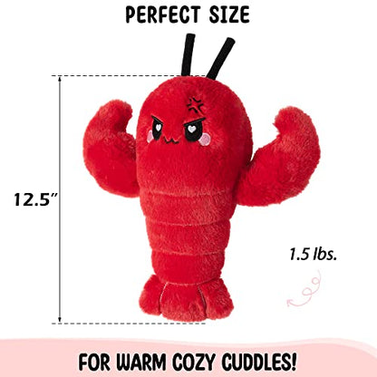 Crustacean Microwavable Unscented Heating Pad for Women - Warm Cozy Plush Heatable Stuffed Toy Animal - Hot and Cold Heat Bag Gift for Women and Girls Red - style: Angry Crustacean