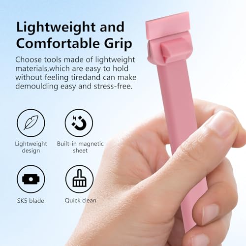 Professional 3D Printer Tool, Upgraded Metal 3D Printer Scraper, Plastic Handle Flex Professional Grade Carbon Steel Putty Scraper, Comfortable Grip, Putty Knife Scraper, Scraper Ttool, No Rust