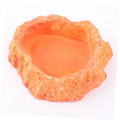 Reptile Feeding Bowl Skid Base Sturdy Food and Water Dish for Lizards Turtles and Other Crawling Pets Orange 2-in-1 Feeder Container
