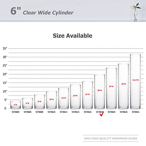 WGV Cylinder Vase, Width 6", Height 20", Clear Glass Container Terrarium Candle Holder for Wedding Centerpiece, Party Event, Home Office Decor, 1 Piece - size: 6"x20"H