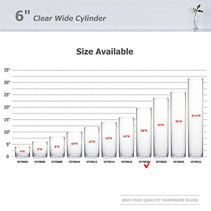 WGV Cylinder Vase, Width 6", Height 20", Clear Glass Container Terrarium Candle Holder for Wedding Centerpiece, Party Event, Home Office Decor, 1 Piece - size: 6"x20"H