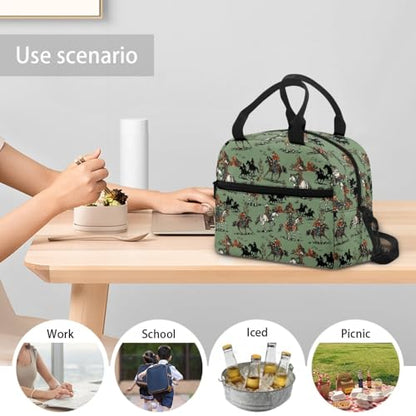 Western Style Kids Lunch Bag :Aztec Western Cowboy Large Capacity Fits Lunch Box -Good for Cowboy Birthday Party, Farm Visit & Camping - color: Aztec Western Cowboy