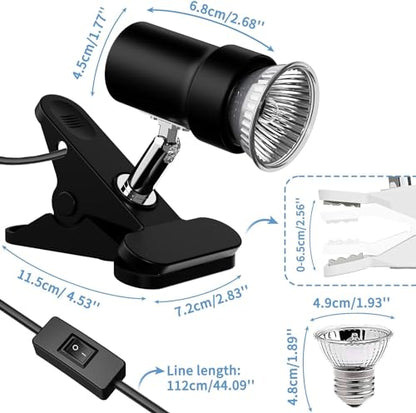 Moonorange Reptile Heat Lamp, Rotatable UVA/UVB Light with 2pcs Basking Bulbs (25W + 35W), Suitable for Turtle, Lizard, Bearded Dragon, Snake, Reptiles (Black) - color: A Lamp Kit (Black)