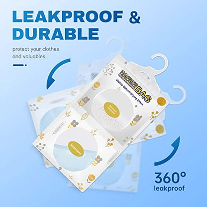 Vacplus Moisture Absorber, 5Pack Hanging, Strong Absorption, Unscented | Closet, Enclosed Spaces, Bathroom, Odor Eliminator, Dehumidifier Bags, 9.8 OZ - size: 5 pack