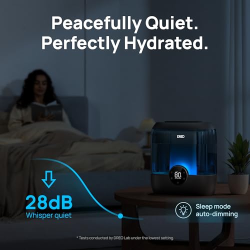 DREO 6L Humidifiers for Bedroom, 60H Runtime, 28 dB Quiet, HM524, Black - color: Black, size: 6L