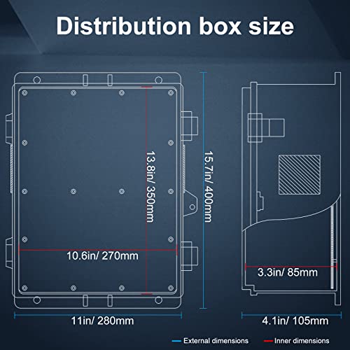 Namunanee Outdoor Electrical Junction Box, ABS Water Resistant Enclosure with Internal Mounting Panel & Hinged Cover, 15.7" H* 11" L* 4.1" W - size: 15.7"H x 11"L x 4.1"W & Standard