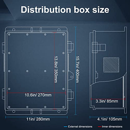 Namunanee Outdoor Electrical Junction Box, ABS Water Resistant Enclosure with Internal Mounting Panel & Hinged Cover, 15.7" H* 11" L* 4.1" W - size: 15.7"H x 11"L x 4.1"W & Standard