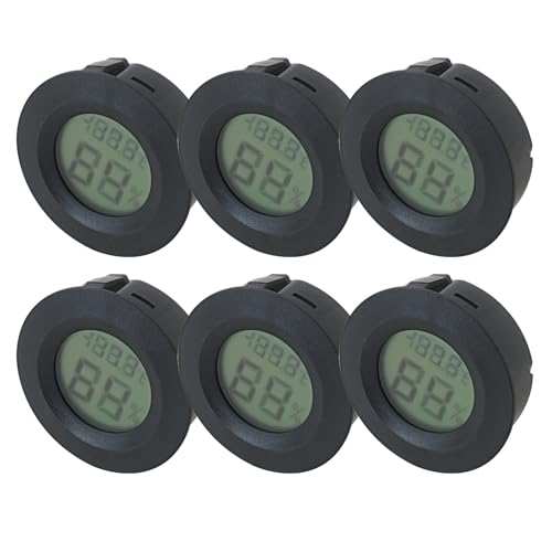 6-Pack Digital Hygrometer Thermometer Set, Mini Humidity Temperature Monitor for Reptile Terrariums and for Greenhouses