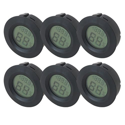 Upgraded 6-Pack Round Mini Hygrometer Thermometer Digital LCD Monitor Indoor/Outdoor Humidity Meter Gauge Temperature for Humidifiers Greenhouse Reptile Fahrenheit(℉)/ Celsius(℃) by Hilanda