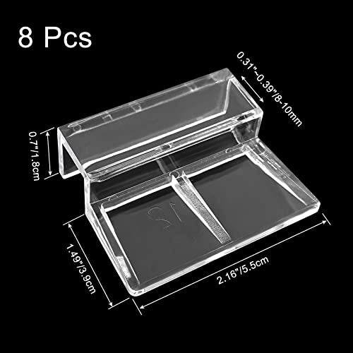Aquarium Lid Clips, 12MM, 8 Pack | DIY Aquarium Lid Holder, Clear Acrylic, Fish Tank Support, Aquarium Glass Holder - size: 12MM
