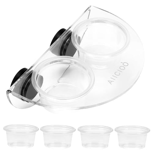 AIICIOO Crested Gecko Food Dish - Strong Magnetic Reptile Feeding Ledge for Bearded Dragon Lizard Crested Gecko Tank Accessories with 6 Pack Plastic Cup - size: Food Dish White