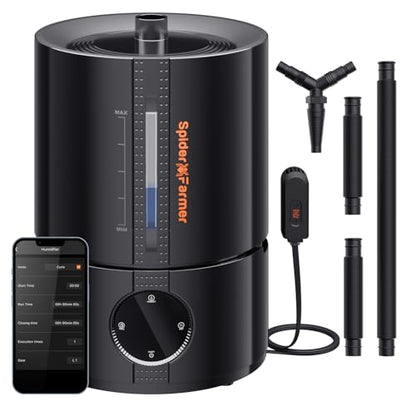 Spider Farmer 5L Cool Mist Plant Humidifier with Hose for Indoor Grow Tent | App Control, Target Humidity Set, 450ml/H Max Output, Temp & Humidity Probe, Extendable Targeting Hose