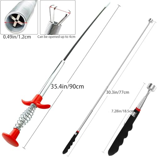Magnetic Pickup Tool and Grabber Set, 35-inch Flexible Claw, 30-inch Telescoping Magnet with 20lb Pull Force - size: 28 inch