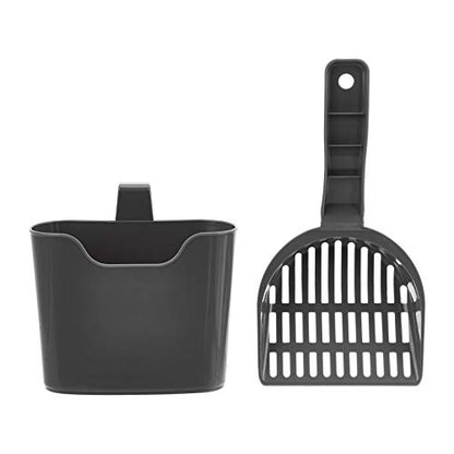 Amazon Basics Durable Cat Litter Scoop with Holder, Hangs on Litter Box, Efficient Scooper - size: 1 Count (Pack of 1)