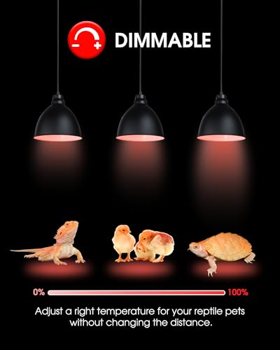 100W Reptile RED Heat Lamp Bulbs, Reptile & Amphibian Basking Spot Bulbs | UVA dimmable light for Chickens Coop Pets Brooder Bearded Dragon Lizard Tortoise Use, Pack of 2 - color: Red