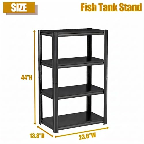 Metal Fish Tank Stand, 4-Tier Aquarium Stand with Storage Shelves, Heavy Duty Sturdy Aquarium Stands for 10-20 Gallon Fish Tank, Reptile Terrarium Stand, Modern Black Shelf for Home Office Garage - color: Black-fish05