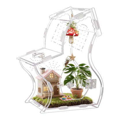 Magnetic Acrylic Enclosure for Jumping Spiders & Small Reptiles – 5.9"x4.7"x9.4" Escape-Proof Habitat with Easy-Feed Magnetic Door, 3mm Thick Clear Terrarium for Tarantulas, Mantis, Geckos & Beetles
