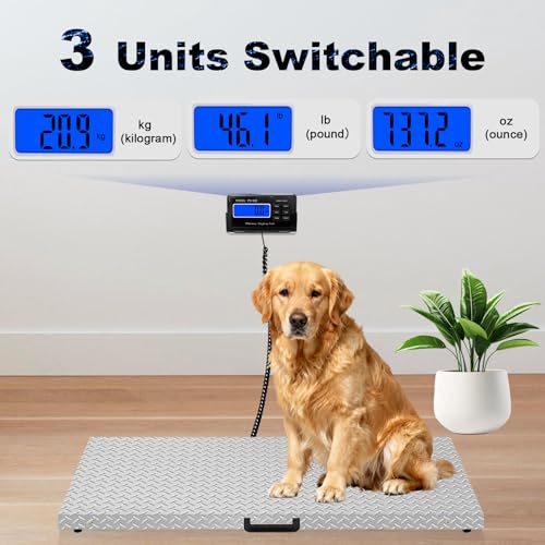 1100Lbs x 0.2Lbs Digital Livestock Scale Stainless Steel Non-Slip Platform Scale Electronic Heavy Duty Postal Shipping Scale for Large Pet Dog Goat Pig Cattle Sheep