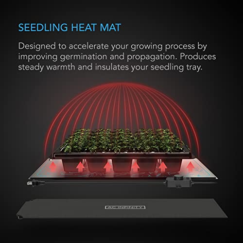 AC Infinity SUNCORE S3, Waterproof Seedling Mat with Heat Controller 10" x 20.75", UL & MET Certified Heating Pad, for Indoor Gardening, Hydroponics, Germination, Cloning | 10" x 20.75", UL & MET Certified Heating Pad, for Indoor Gardening, Hydroponics, G