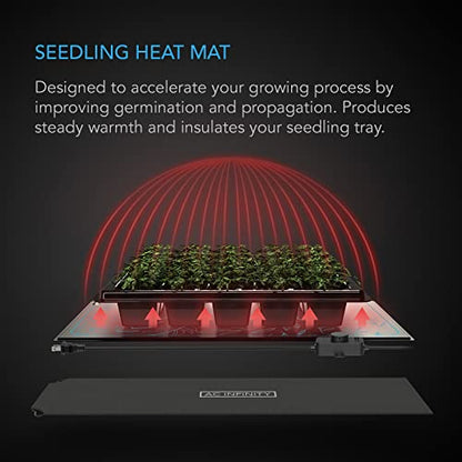 AC Infinity SUNCORE S3, Waterproof Seedling Mat with Heat Controller 10" x 20.75", UL & MET Certified Heating Pad, for Indoor Gardening, Hydroponics, Germination, Cloning | 10" x 20.75", UL & MET Certified Heating Pad, for Indoor Gardening, Hydroponics, G