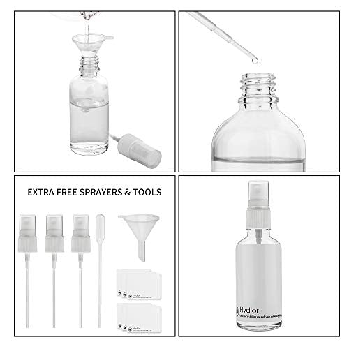 2oz Clear Glass Spray Bottles for Essential Oils, Set of 3 | Small, Plastic Sprayer - color: White Clear