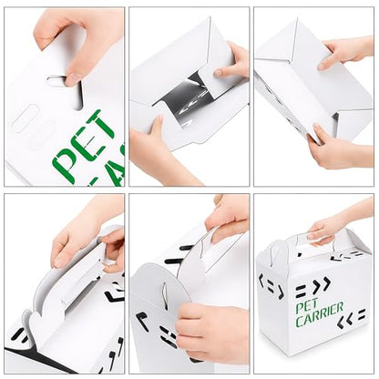 Coloch 20 Pack Cardboard Pet Carrier for Small Pets, 11x8x6 Inches Disposable Pet Transport Box for Small Pets, Chicks, Pullets, Fowls, Hamsters, Gerbils, Not for Adult Cats or Dogs