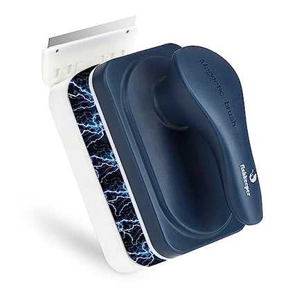 fishkeeper Aquarium Magnetic Glass Cleaner, Fish Tank Algae Cleaning Tool | Magnetic Fish Tank Cleaner Brush with 2 Scrapers, Self-floating Mag Float Scrubber for 0.25-0.625 Inch Glass and Acrylic Tank - size: Large for Glass Thickness：1/4"-5/8"